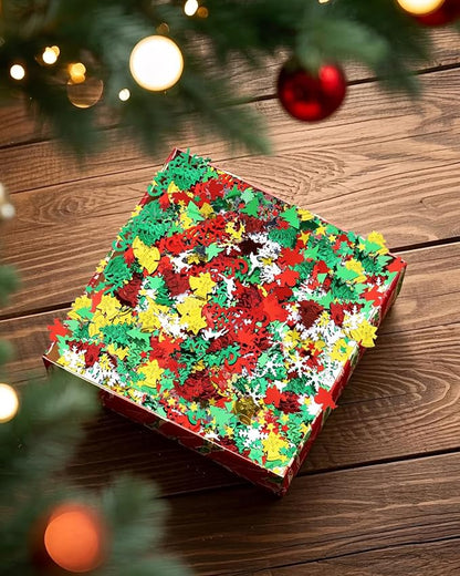 Christmas Day Glitter Confetti Sprinkles - 2.1oz, 60g Christmas Sequins Winter Wonderland Santa Festive Party Supplies, Santa Claus Elk Snowflake Metallic Foil Sequins for Xmas Table Decor