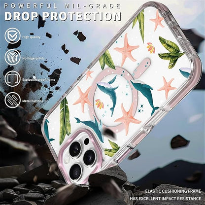 Case for iPhone 16 Pro Max,[Compatible with MagSafe],Sealife Whale Ocean Wildlife Clear Phone Case Design，for Women Girls Magnetic Clear Cover - Slim, Sleek, & Shockproof Protection