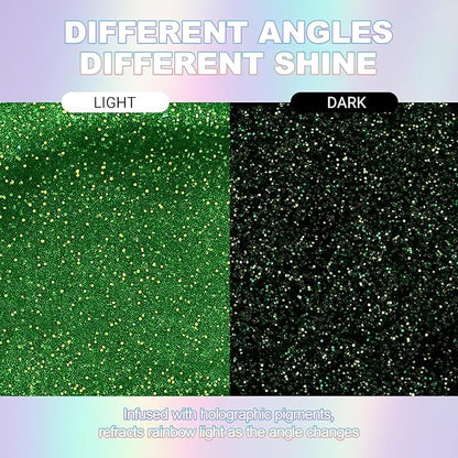 Erinde Holographic Body Glitter Gel, Roll-On Face Hair Glitter for Mermaid Makeup Festival Party Rave Accessories, Chunky Sequins Chameleon Shimmer Christmas Makeup for Women Girls, 06 Green