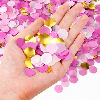 JOYIT Pink & Gold Confetti 3.5 oz – Vibrant Tissue Paper Circles for Birthdays, Baby Showers, Weddings & Bachelorette Parties | Perfect for Table Decor, Balloon Stuffers & Photo Backdrops
