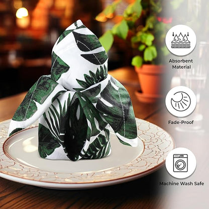 Urban Villa Cloth Napkins Set of 12 20x20 Inches 100% Cotton Napkins Cloth Washable Soft Durable Reusable Absorbent Table Dinner Napkins Cloth for Hotel Lunch Restaurant Weddings Parties - Tropical