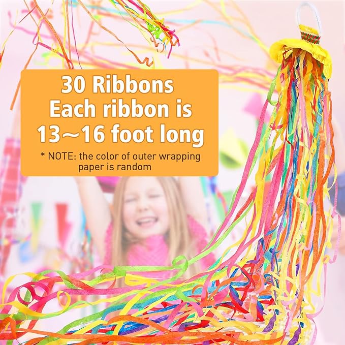 WILLBOND 30 Pieces Colorful No Mess Streamers Poppers Hand Throw Streamers Confetti Poppers No Mess Paper Crackers for Birthday Wedding Toss Celebrations Graduation Party Favors Shows(Colorful)