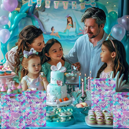40Pcs Mermaid Birthday Party Favor Bags, Mermaid Goodie Bags with Handles,Ocean Mermaids Gift Candy Treat Bag for Kids Girls Baby Shower Mermaids Themed Under the Sea Party Decorations Supplies Favors