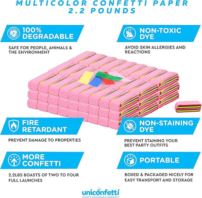 Multicolor Bulk Confetti Paper 2.2lbs / 1kg – Biodegradable Tissue Paper Confetti, Non-Staining, Fire-Resistant | Parties, Weddings, Events, Confetti Launcher Machine Refill