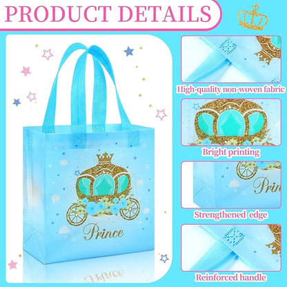 Sweetude 40 Pcs Princess Gift Party Favor Bags with Handle, Non Woven Goodie Bags Birthday Favor for Birthday Baby Shower Packaging Supplies