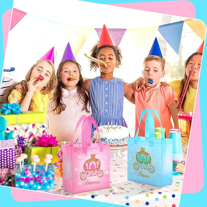 Sweetude 40 Pcs Princess Gift Party Favor Bags with Handle, Non Woven Goodie Bags Birthday Favor for Birthday Baby Shower Packaging Supplies