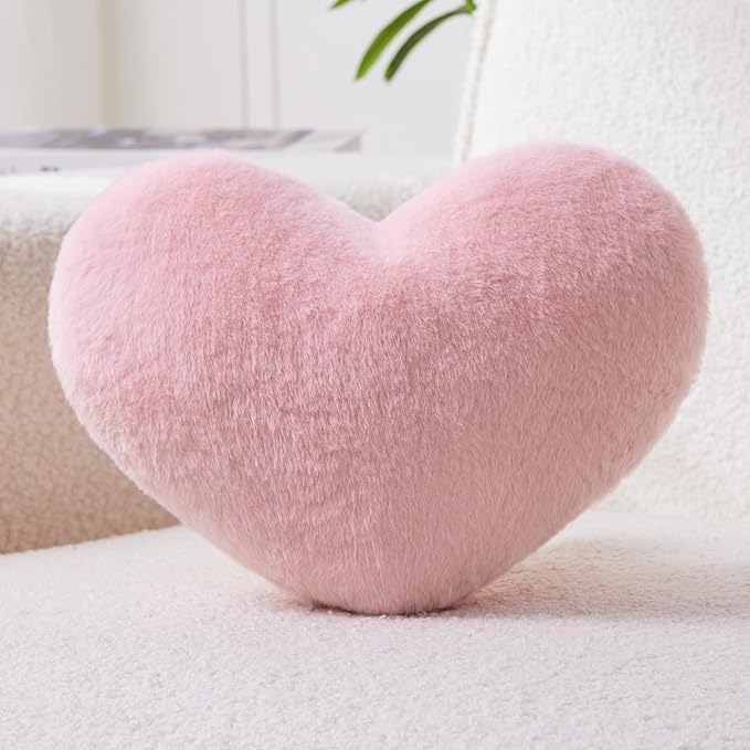 Petrella Throw Pillows Heart Pillow Cute Fuzzy Pillows for Bed Livingroom Home Decor Cushion Decorative Aesthetic Preppy Pillows Pink1,Small 13"x10"