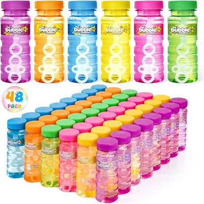 OCHIDO 48 Pcs Bubble Bottles with Wand, Bubble Wands Bulk for Kids, Bubbles Party Favors for Outdoor & Indoor Activity, Summer Toys Gift, Birthday Party Supplies, 4oz Bubbles Solution in 6 Colors
