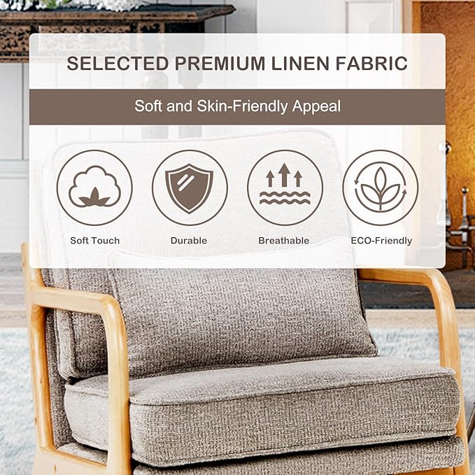 MALOL Accent Chair Set of 2 with Solid Wood Frame, Mid-Century Relaxing Armchair Lumbar Pillow& Soft Cushion, Reading Leisure Chair for Living Room, Bedroom, Waiting Room-Grey