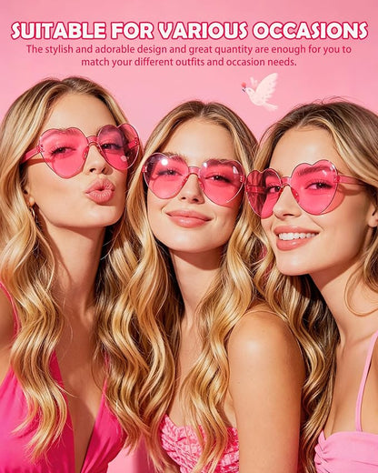 20 Pairs Heart Shaped Sunglasses Bulk, Colorful Rimless Fun Heart Sunglasses for Women Party Favors