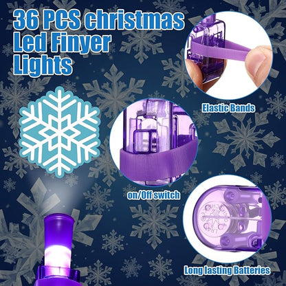 Tuanse 36 Pcs Snowflake Party Favors Snowflake Lights Gifts Bulk for Kids Glow in The Dark Snow Icy Finger Lights Classroom Rewards Prizes Gifts for Birthday Summer Valentine Winter Boys Girls