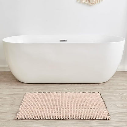 Douceur Waffle Bath mat for Bathroom Floor Non Slip, Super Soft Acrylic Blend Bath Rugs with Tassels, Quick Dry Bathroom Rugs Machine Washable, 24" x 36", Brown