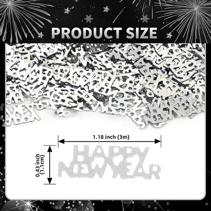 500 Pcs New Year Confetti, Silver 2026 Table Shiny Confetti Glitter for Happy New Year Decorations 2026 New Years Eve Table Decorations
