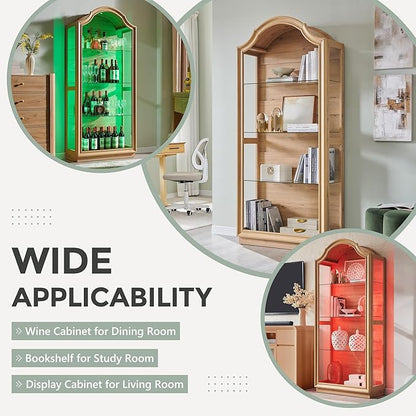 IFGET 72" Arched Glass Display Cabinet, Modern Curio Cabinet