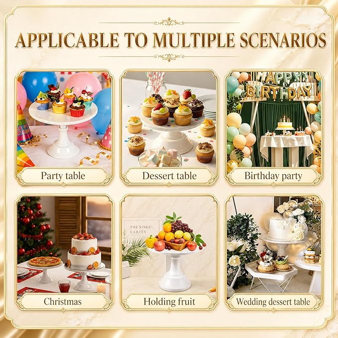 3-Pack White Metal Cake Stand Set, 8/10/12 Inch Tiered Display Stand with Pedestal Base for Wedding, Birthday, Baby Shower, Party Dessert Table