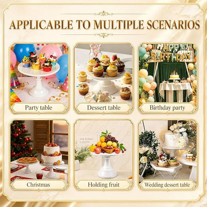 3-Pack White Metal Cake Stand Set, 8/10/12 Inch Tiered Display Stand with Pedestal Base for Wedding, Birthday, Baby Shower, Party Dessert Table