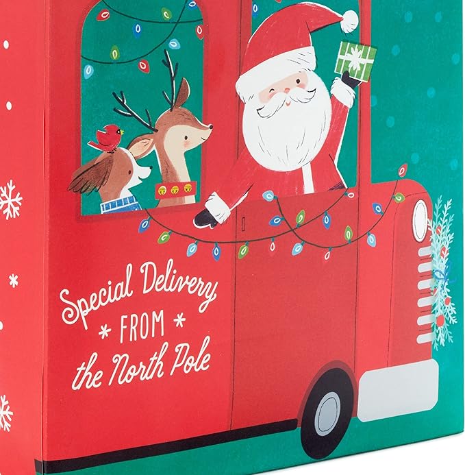 Hallmark 9" Medium Christmas Gift Bags for Kids (Let it Snow, Santa Delivery Truck, Dancing Penguins, Dogs, Snowman) for Grandchildren, Nieces, Nephews