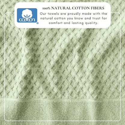 Great Bay Home Bath Towels - 100% Cotton 6 Piece Bath Sheet Set - Diamond Waffle Weave - Absorbent, Durable, Quick-Dry Towels for Bathroom (Pale Green)