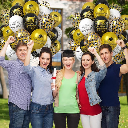 Graduation Balloons, Graduation Party Decoration, 50PCS 12 Inch Black Gold Confetti Graduate Ballons for Grad College High School Class of 2026 Congrats Grad Party Decorations
