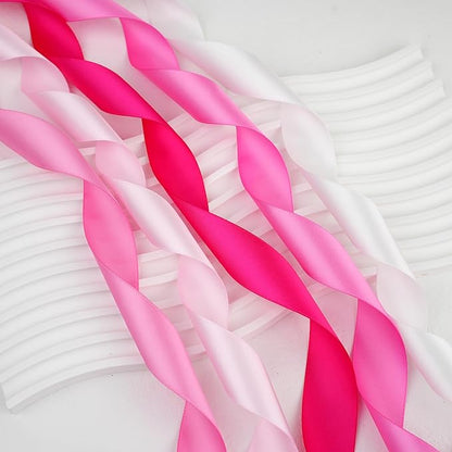 MAYREEL 1 Inch Pink Satin Ribbon Baby Pink Ribbon for Gift Wrapping Crafts Wedding Bridal Shower Valentine's Day Decorations 5 Rolls Assortment 10 Yards Each Color Total 50 Yards