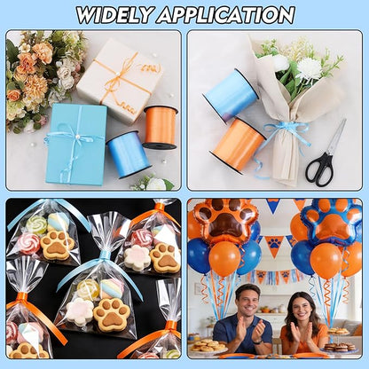 TONIFUL 500 Yards Curling Ribbon-Balloon Ribbon-Balloon String for Art&Craft Decor,Gift Wrapping,Ribbons and Bows for Christmas New Year Birthday Gifts Graduation Supplies (Light Blue Orange)