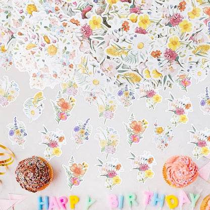 Rngmsi Wildflower Party Confetti - 240PCS Scatter Paper Table Decor for Baby Shower, Wedding, Bridal Shower - Floral Flowers Decoration Supplies
