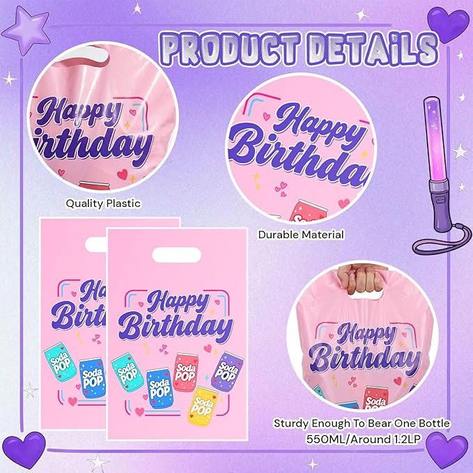 Eccliy 30 Pcs Kpop Party Bag Goodie Candy Gift Bags Cartoon Kpop Music Band Inspired Soda Pop Birthday Decorations with Handles