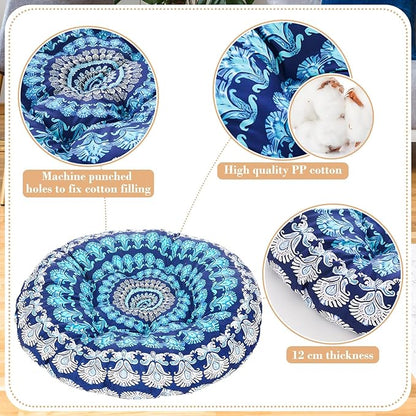 35" Large Mandala Floor Cushion Round Meditation Floor Pillow Cushion for Adults Oversized Playroom Pillows Reading Nook Big Pillow for Sitting Yoga Living Room Sofa Balcony