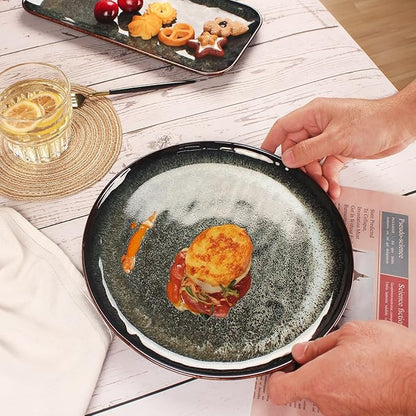 Ceramic Dinner Plates Dish Set,Set of 4,for Lunch snacks -Microwave Oven & Dishwasher Safe,Scratch Resistant,Dinnerware Kitchen Porcelain Serving Dishes 10 Inch Round