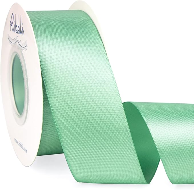 Ribbli Sage Green Satin Ribbon,Double Faced Satin 1-1/2 inch x Continuous 25 Yards,Use for Bows Bouquet,Gift Wrapping,Wedding Decoration,Floral Arrangement