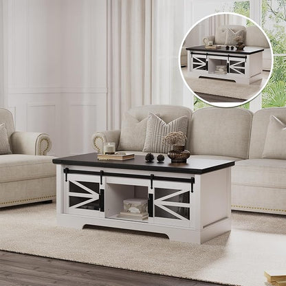 47.2" Lift Top Coffee Table, Hidden Storage Compartment, Lifting Tabletop