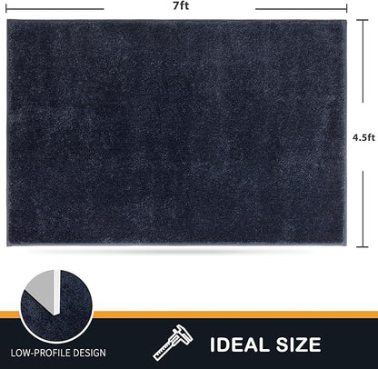 PURRUGS Easy Care Area Rug 4.5ft x 7ft, Non-Slip Washable Entryway Rug, Dog Door Mat, Stain Resistant Accent Rug for Hallway, Living Room, Bedroom and Mudroom, Navy Blue