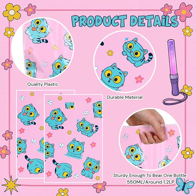 Eccliy 30 Pcs Kpop Goodie Bags Blue Cat Party Favors Bags Cartoon Kpop Team Band Inspired Goodie Candy Gift with Handles