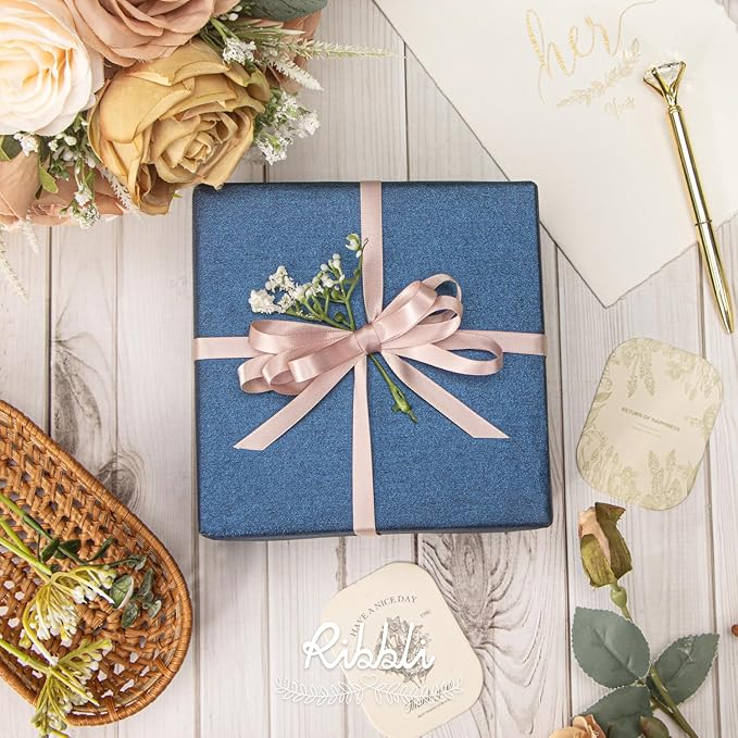 Ribbli Double Faced Vanilla Satin Ribbon,3/8” x Continuous 25 Yards,Use for Bows Bouquet,Gift Wrapping,Floral Arrangement