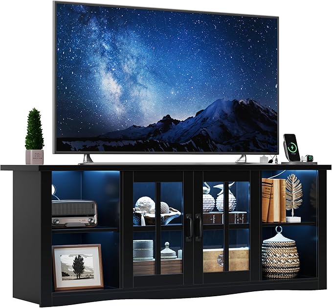 YESHOMY Farmhouse LED TV Stand