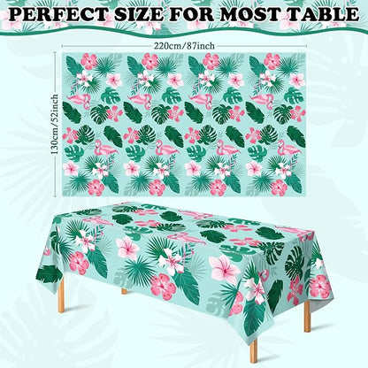 OHOME Luau Party Decorations - Plastic Tablecloth for Tropical Party Decorations | Hawaiian Themed Palm Leaves Summer Beach Favors Supplies,2 Pack