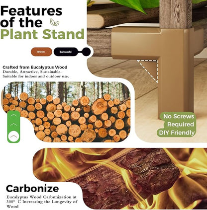 Bamworld Plant Stand with Grow Lights for Indoor Plants Wood Plant Shelf 4 Tier Large Flower Stand for Mutiple Plant Holder Rack for Patio Living Room BalconyDecor Purple Light
