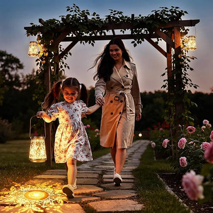 2 Pack Solar Lanterns Outdoor Waterproof Birthday Gifts for Women Mom Grandma, Hollowed-Out Metal Butterfly Hanging Solar Lantern Lights Outdoor Decor, 2 Modes Lights Decor for Yard, Patio
