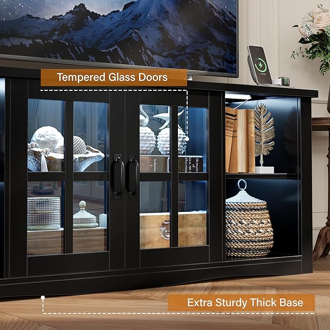 YESHOMY Farmhouse LED TV Stand
