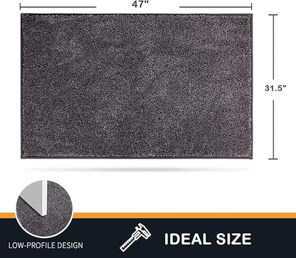 PURRUGS Dirt Trapping Door Mat 31.5" x 47", Non-Slip Machine Washable Entry Rug, Shoe Scraper, Dog Doormat, Super Absorbent Welcome Mat for Front & Back Door, Muddy Shoes & Paws,Light Grey-Dark Grey
