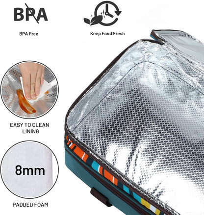 MIER Insulated Double Casserole Carrier Bag for Lasagna Lugger, Potluck Parties, Picnic, Beach, Fits 9 x 13 Inches Baking Dish, Casserole Dish, Expandable by Mid Zipper, Peacock Blue