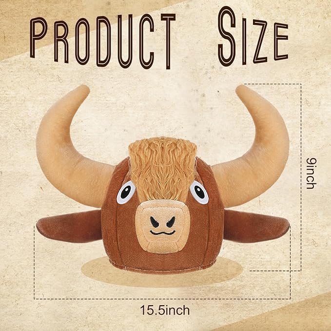 Shihanee Highland Cow Head Plush Hat Highland Cow Gift for Women Animal Headwear Party Supplies Costume Animal Hat Gifts for Women Photo Booth Prop Dress up Accessory