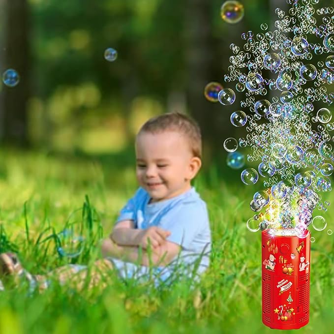 4PCS Fireworks Bubble Machine with 240ml Bubble Solution, Portable Automatic Bubble Machine with Lights and Closeable Music, Bubble Maker Toys for Kids Outside Activities Parties Wedding Christmas
