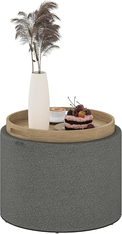 HOMCOM Round Storage Ottoman