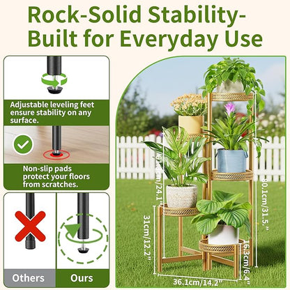 Gold Plant Stand Indoor Outdoor, Corner Metal Flower Pot Stands for Multiple Plants, 5 Tier Heavy Duty Plant Shelf for Patio Garden Balcony Living Room Bedroom - GoldWave