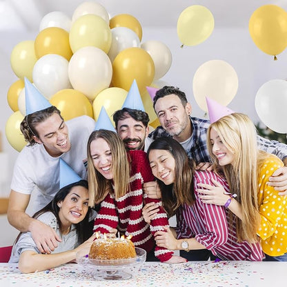 Mustard Yellow White Balloons, 50PCS 12Inches White Sand Pastel Yellow Latex Party Balloon for Baby Shower Theme Birthday Gender Reveal Bridal Wedding Decoration