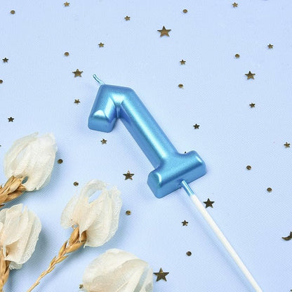 PHD CAKE 2.76 inch Classical Blue 1 Number Birthday Candles, Blue Number Candles, Cake Number Candles, Party Celebration