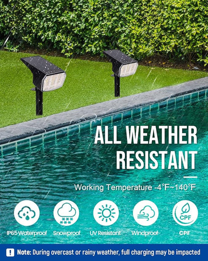 AUDERWIN Solar spotlights Outdoor 63 LED 3 Lighting Modes, IP65 Waterproof Lighten Yard Garden House Garage Pathway for Christmas Decorations-4 Pack