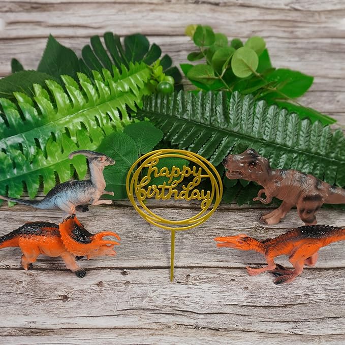 Dinosaur Cake Toppers Dinosaur Figures Model Grass Cake Decorations for Dinosaur Theme Jungle Birthday Supplies (Style 1)