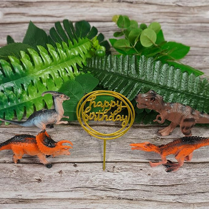 Dinosaur Cake Toppers Dinosaur Figures Model Grass Cake Decorations for Dinosaur Theme Jungle Birthday Supplies (Style 1)